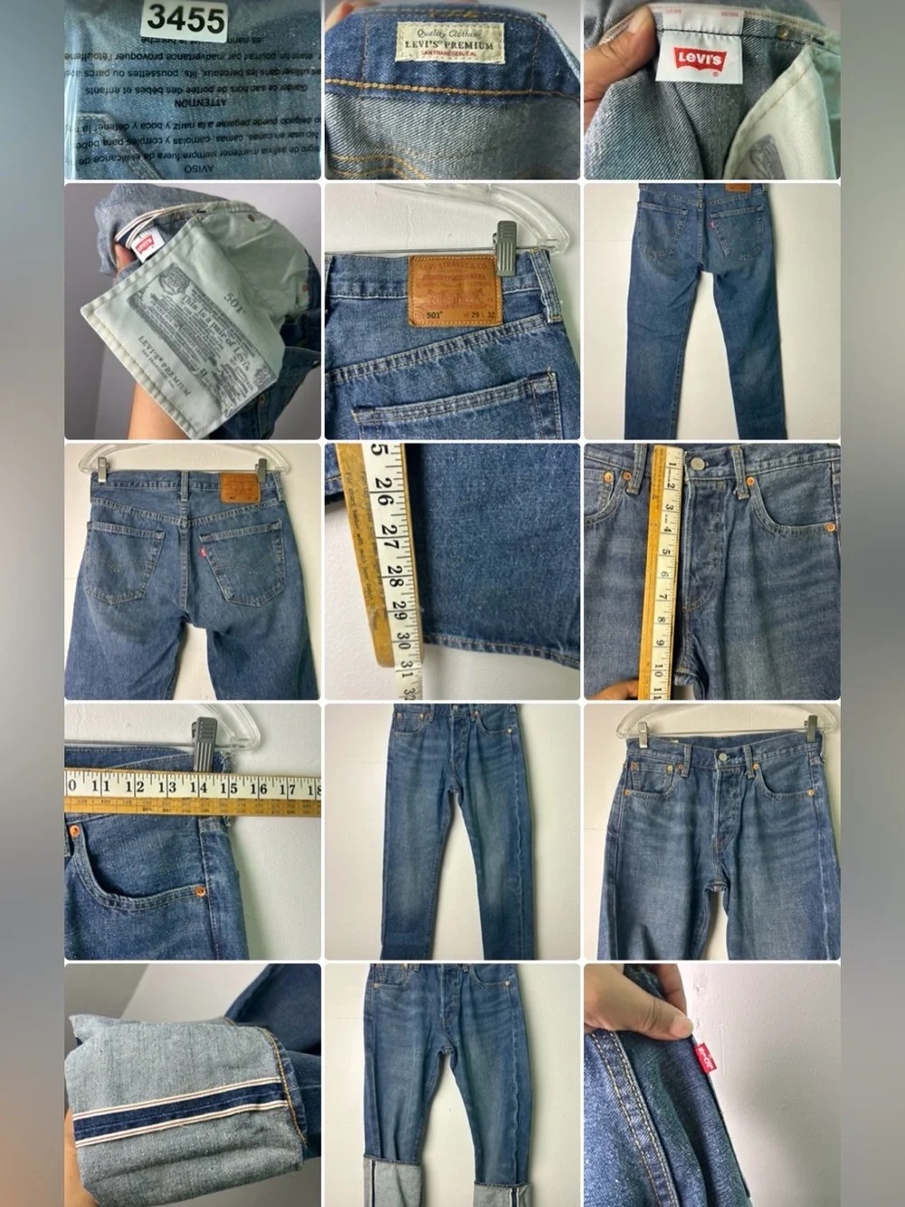 Levi’s 501 Mens Premium Button Fly Selvedge Big E Size 29X32 Blue